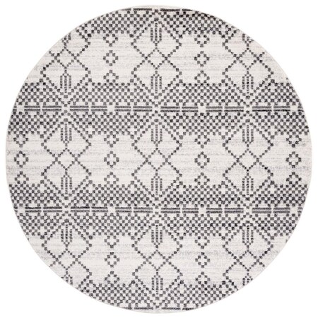 Safavieh 6 ft. 7 in. x 6 ft. 7 in. Tulum Power Loomed Round Rug; Dark Grey & Ivory TUL634F-7R